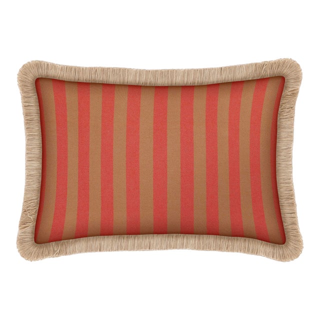 Palais Outdoor Cushion in Jackie Camel & Red, 20x12 Inch For Sale