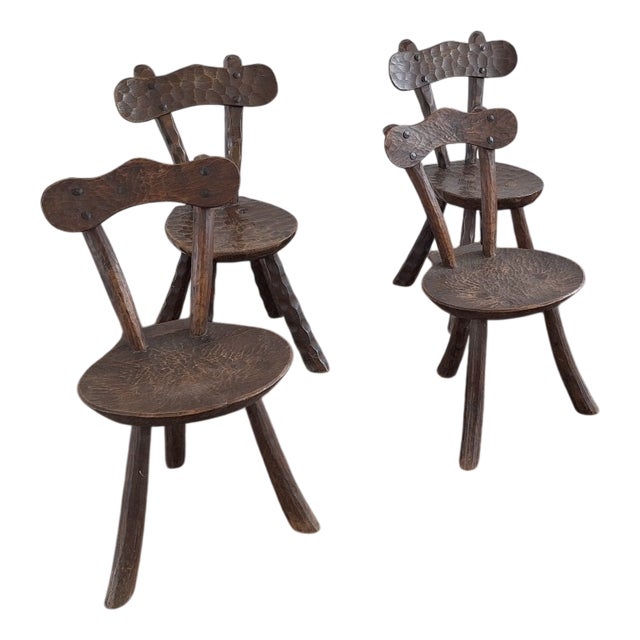 Brutalist French Provincial Chairs in the style of Alexandre Noll, 1960s, Set of 4 For Sale