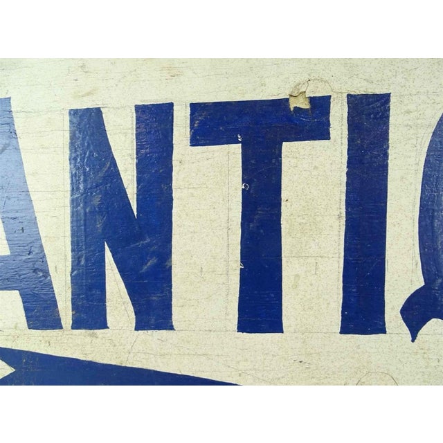 Shabby Chic Vintage Wooden Painted "Antiques" Trade Sign For Sale - Image 3 of 5