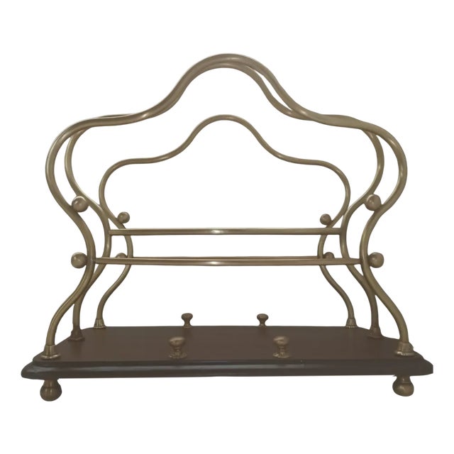 Antique Brass Magazine Rack For Sale