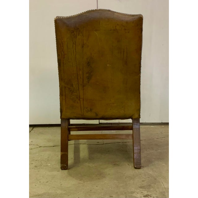 1930s Antique Leather Gainsborough Armchair, 1900s For Sale - Image 5 of 10