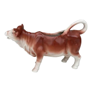 Porcelain White & Brown Cow Creamer Circa 1930