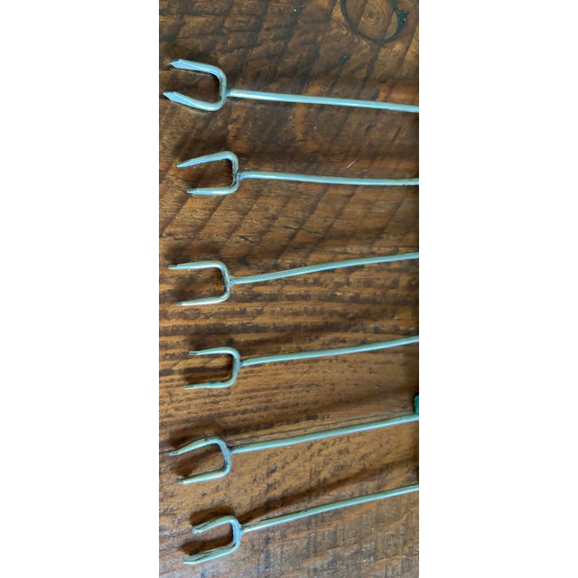 Metal Vintage Barware, Hand Made Jade and Silver Cocktail Picks - Set of 12 for Bar Cart, Charcuterie, Palm Beach Regency, British Colonial & Coastal Decor For Sale - Image 7 of 7