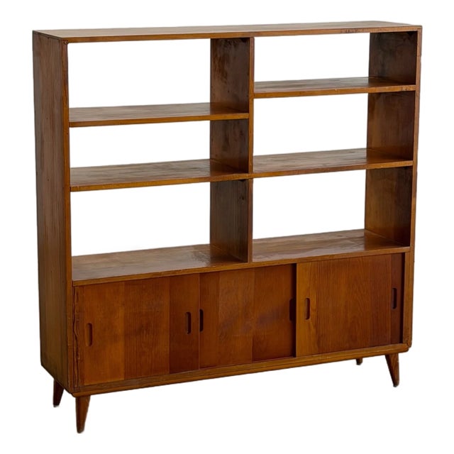 1960s Aged Pine Compact Shelving For Sale