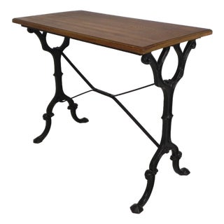 Bistro Table with Oak Top on a Cast Iron Frame, 1930s For Sale