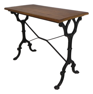 Bistro Table with Oak Top on a Cast Iron Frame, 1930s