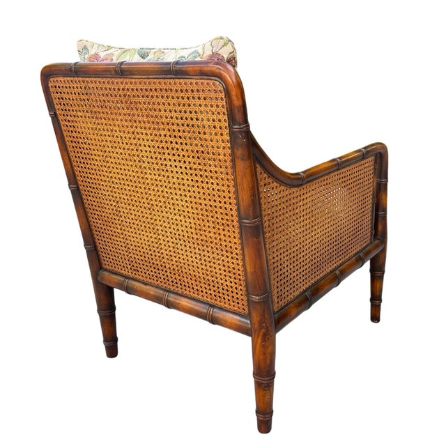 Sherrill Furniture Vintage Sherrill Faux Bamboo & Double Cane Lounge Chair – Made in Usa For Sale - Image 4 of 12
