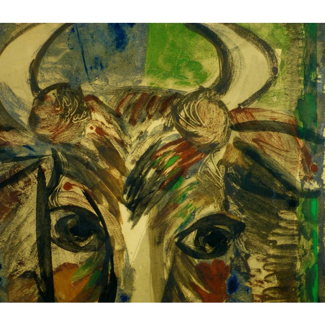 Mid-Century Modern Roger Desmare, Portrait of a Steer For Sale - Image 3 of 5