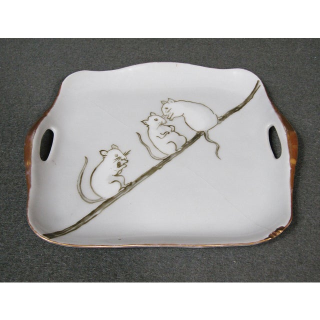 1920s Signed M. Schippel Hand-Painted Mice Handled Plate, c.1910–1930 For Sale - Image 5 of 11