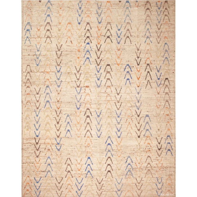 Marvelous Modern Contemporary Pastel Colors Geometric Rug, Country of Origin: Central Asia, Circa date: Modern