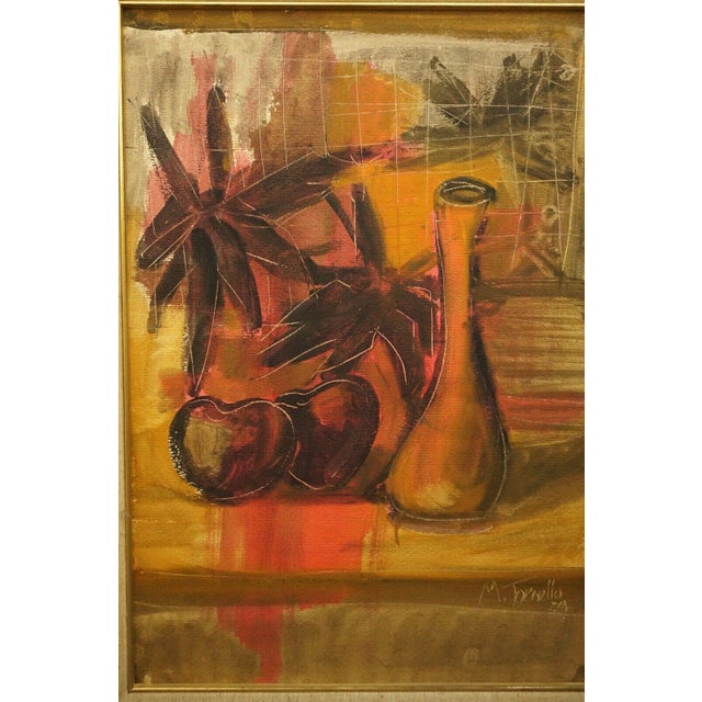 Beautiful, textured oil on panel painting in Expressionist style, depicting a still life. Created by the renowned Sicilian...