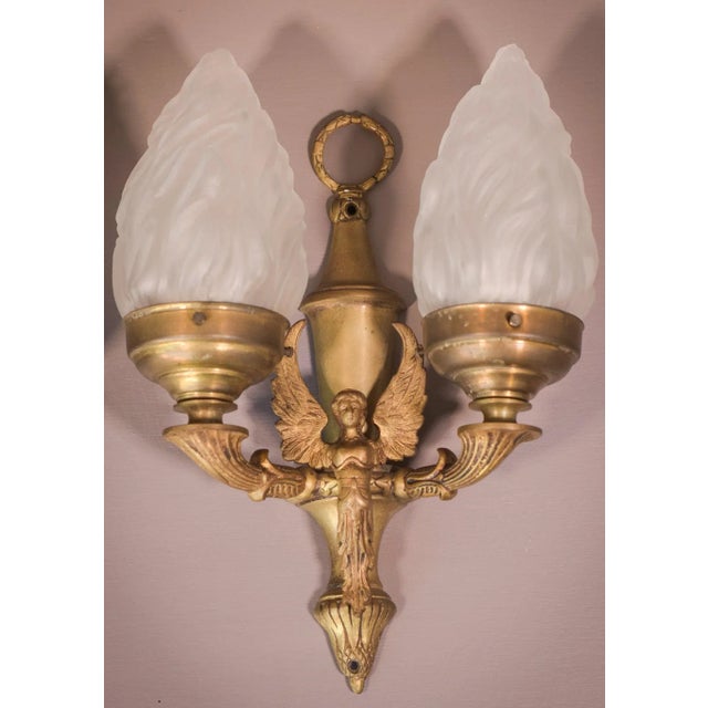 Classical Glass Wall Lamps with Angels, Set of 2 For Sale - Image 9 of 18