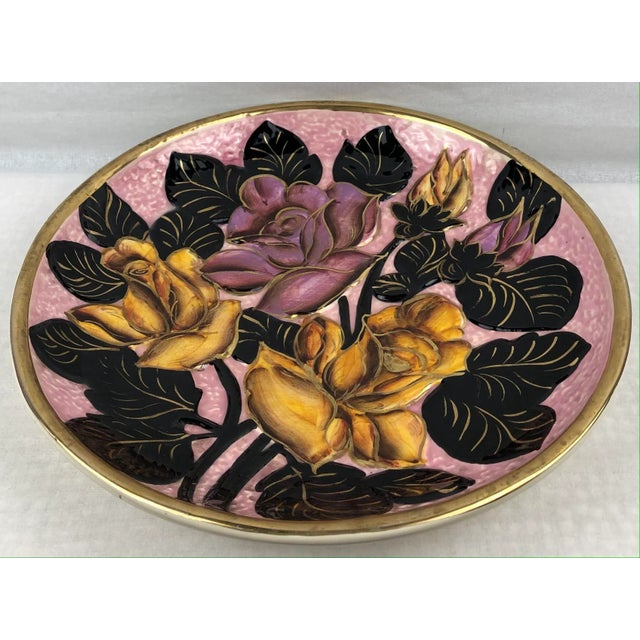 Ceramic Vintage French Majolica Floral Platter From Vallauris For Sale - Image 7 of 7