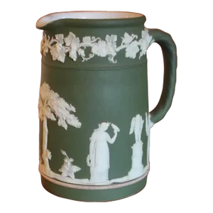 Antique Wedgwood Green Jasperware Cream Pitcher