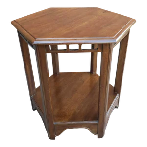 Davis Cabinet Hexagonal Walnut Side Table