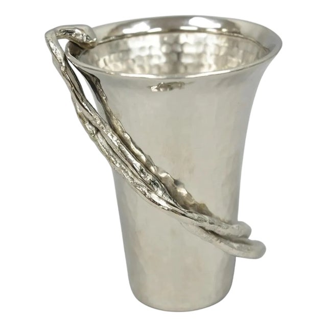 Late 20th Century Michael Aram Wisteria Collection Hammered Nickel Silver Plated Small 4" Vase For Sale