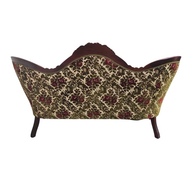 Victorian Vintage Kimball Victorian Reproduction Mahogany Sofa For Sale - Image 3 of 8