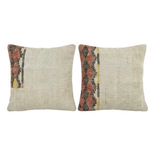 Turkish Wool Kilim Pillow Cover 24'' X 24'' - Set of Two For Sale