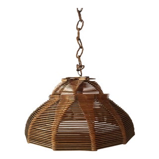 Folk Art Popsicle Stick Pendant Hanging Light For Sale