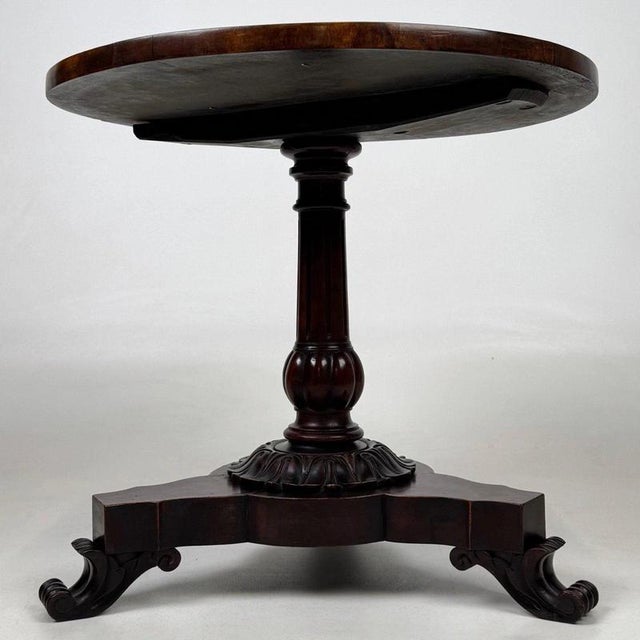 19th Century English Round Mahogany Tripod Side Table For Sale - Image 4 of 7