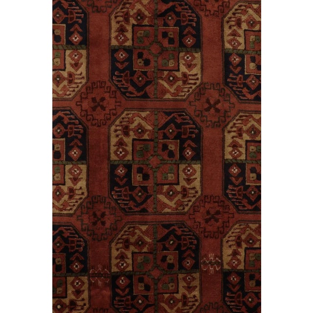 Textile Antique Hooked German Tetex Rug in Terracotta With Gul Design - Rug & Kilim For Sale - Image 7 of 11