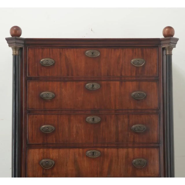 Wood 19th Century Dutch Empire Style Tall Chest of Drawers For Sale - Image 7 of 12