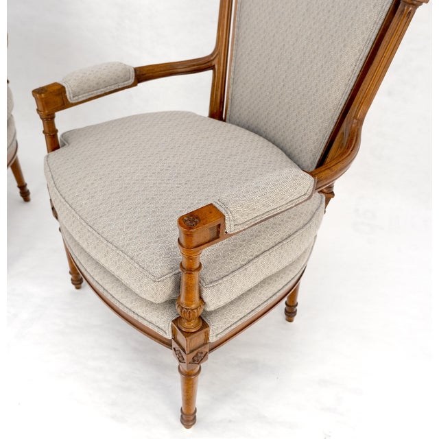 Pair of Directoire Style Acorn Finials Solid Cherry Open Arm Lounge Chairs MINT! For Sale - Image 15 of 16