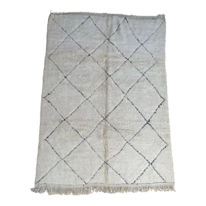Moroccan New White Large Rug - 6'9" X 9'7" Ft