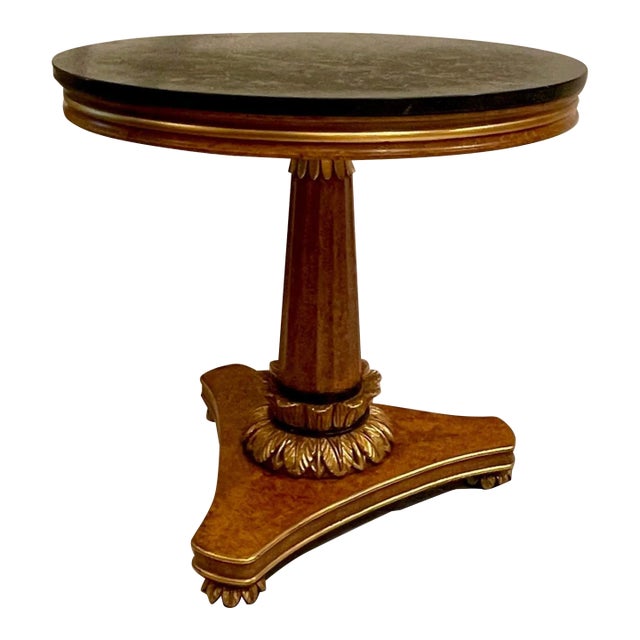 Biedermeier Table Carved Giltwood Marquina Marble Top. Invitinghome. For Sale