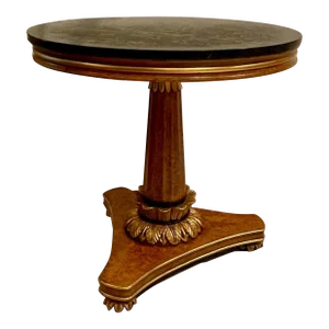 Biedermeier Table Carved Giltwood Marquina Marble Top. Invitinghome.