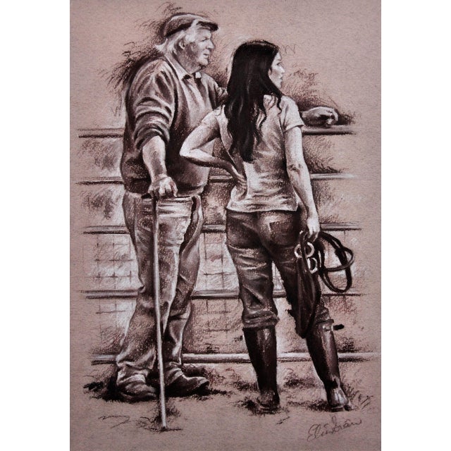 Elin Siân Blake. Welsh ( b.1981). Stable Friends. Pastels On Coloured Paper. Signed Lower Right. Image size 11.2 inches x...