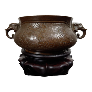 Chinese Bronze Elephant Handles Censer