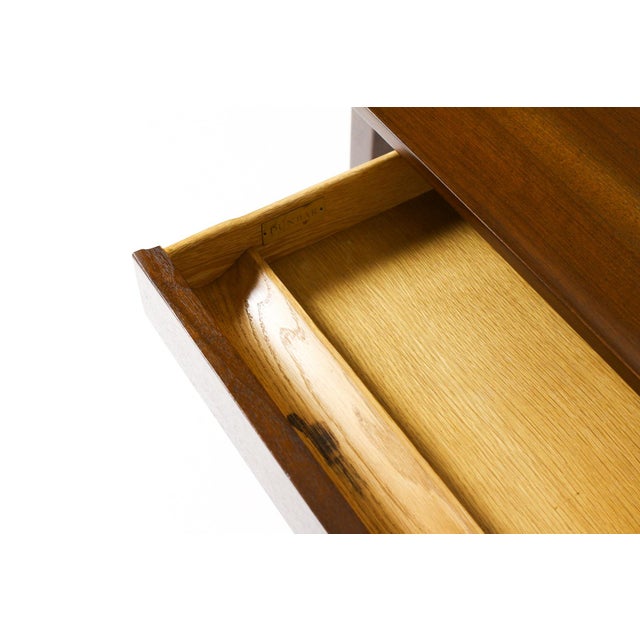 Mid Century Vintage Mahogany Writing Desk — Edward Wormley for Dunbar — Octagonal Top For Sale - Image 10 of 11