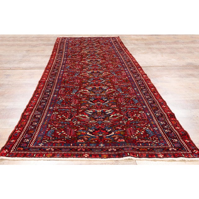 Antique Persian Heriz Rug Runner, 03'03 X 11'01 For Sale - Image 9 of 10