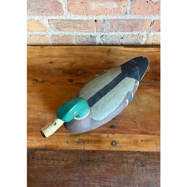 Mid 20th Century Fred Mott Hand Carved Wooden Mallard Drake Decoy For Sale In Chicago - Image 6 of 14