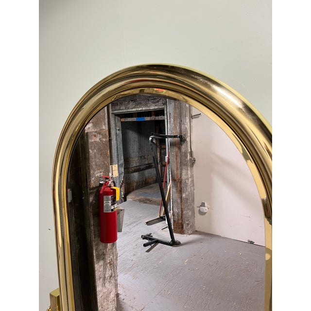 Vintage Hollywood Regency Brass Cheval Mirror Hoof Feet For Sale - Image 9 of 12