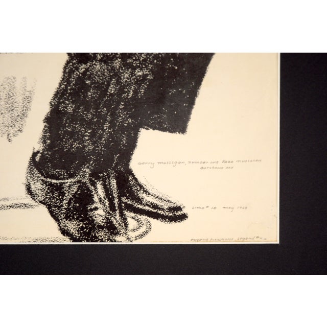 Gerry Mulligan, Baritone Sax - Rare Signed Figurative Lithograph in Ink on Paper by Eugene Hawkins For Sale In Monterey, CA - Image 6 of 6