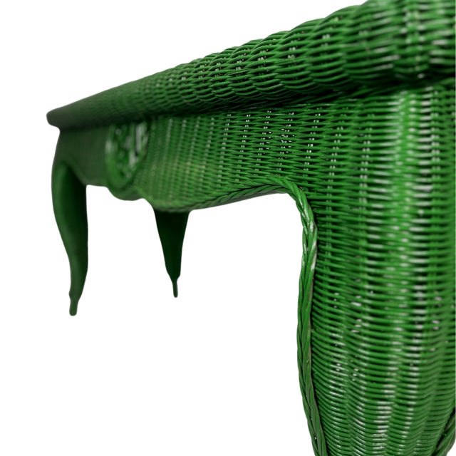 Green Wicker Console Table | Chairish