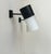 1950s Vintage Matte Black Metal and Opaline Glass Adjustable Wall Lights, France, 1950, Set of 2 For Sale - Image 5 of 8