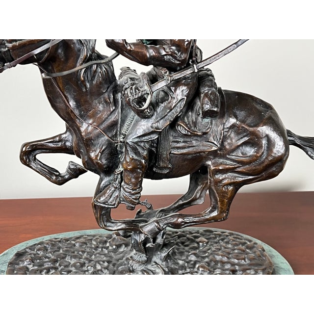 Metal 1970s After Frederick Remington “Trooper of the Plains” Lost Wax Bronze Sculpture 1909 For Sale - Image 7 of 10