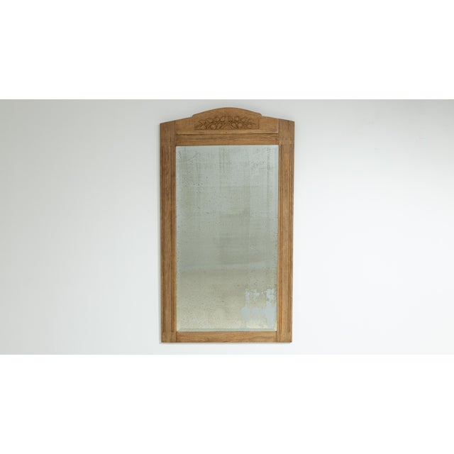 Art Nouveau Circa 1910 French Art Nouveau Natural Wood Wall Mirror, Large Scale For Sale - Image 3 of 7