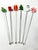 Vintage blown glass Christmas swizzle sticks, set of six, featuring an ornament, stocking, gift, Christmas tree, snowman,...