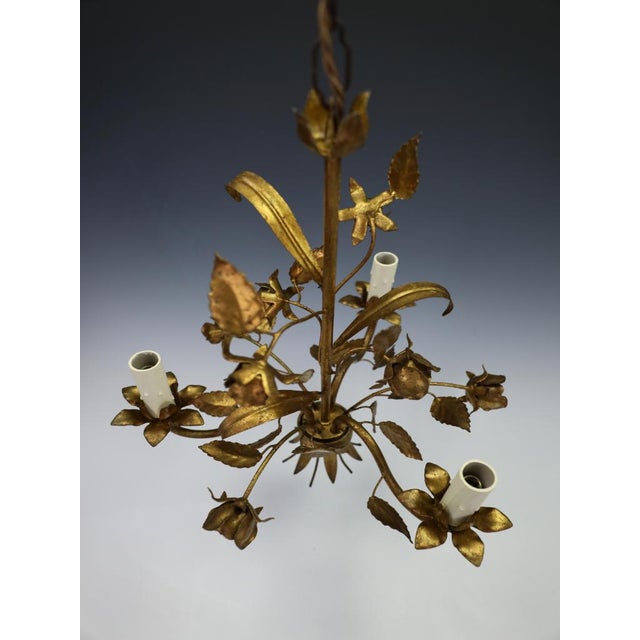 Hans Kögl Hollywood Regency Gilt Rose & Wheat Five-Arm Chandelier, 1970s For Sale - Image 10 of 15
