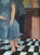 Mid-Century Modern 'Presence in Blue' Swedish Original Figurative Interior Oil Painting, Framed For Sale - Image 12 of 13