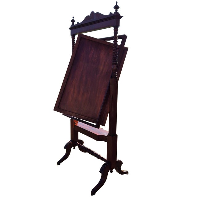 Wood Antique Tilting Floor Mirror in Mahogany with Beveled Glass, 1870 For Sale - Image 7 of 18