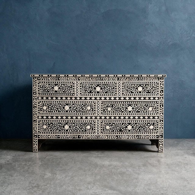 Arabesque Inlay Seven Drawer Dresser by House of Jaipur For Sale - Image 6 of 6