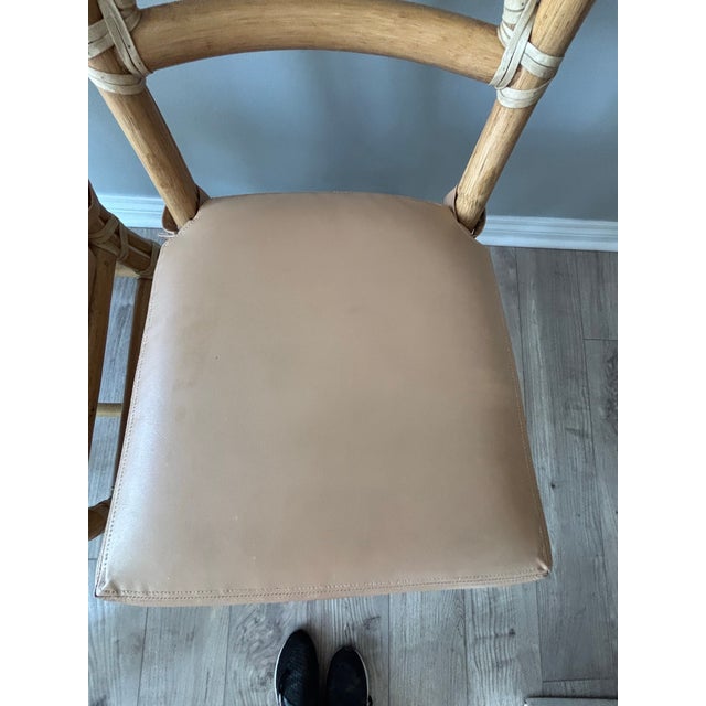 McGuire Vintage Authentic McGuire Bamboo/Rattan/Leather Dining Room Set. Circa Late 1990’s. For Sale - Image 4 of 12