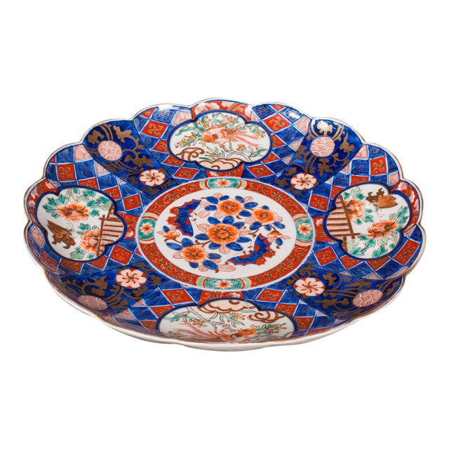 Large Antique Imari Fruit Display Plate, Japanese, Ceramic Platter, Victorian For Sale