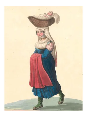 Costume di Cajazzo - Watercolor by M. De Vito - 1820 ca. 1820 c.a.