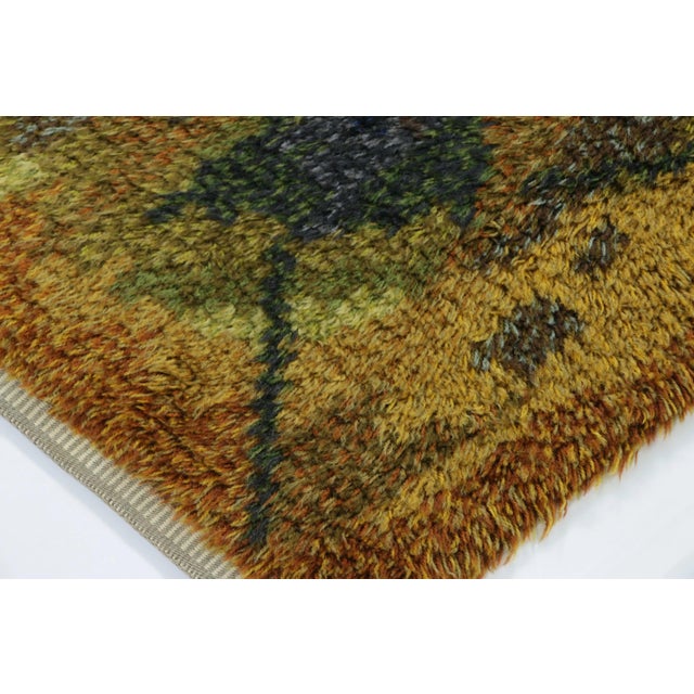 1960s Vintage Swedish Rya Rug in Gold With Colorful Abstract Pattern - Rug & Kilim For Sale - Image 5 of 7